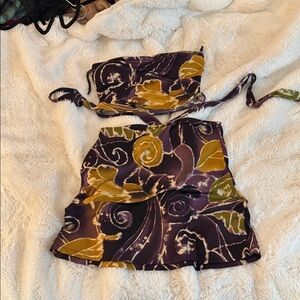 Custom Reworked Y2K Purple and Yellow Floral Two-Piece Set